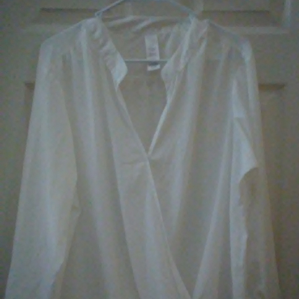 Two Women's Crisp White Dress Shirts.